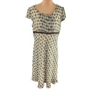 Dorby Vintage SZ 14 Y2K Babydoll Dress Retro Mod 60s Inspired Print Lace Flutter